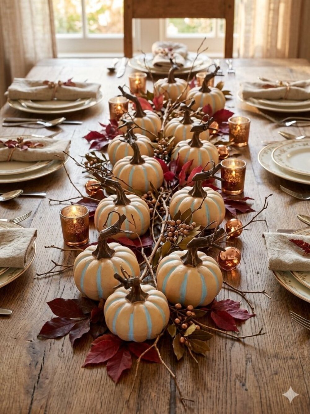 Fall Decor Cream Faux Pumpkin Table Accents Set of 10